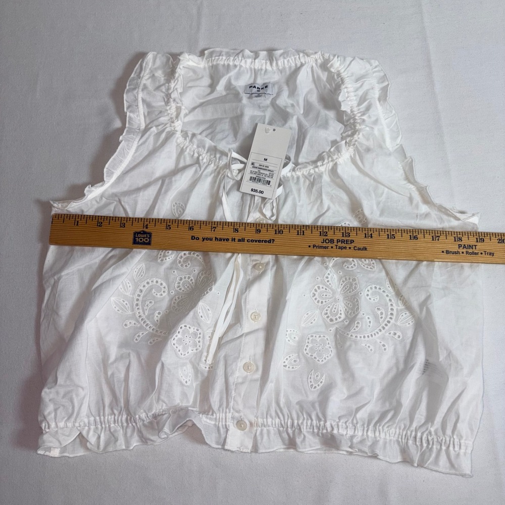 Parker White Eyelet Tie-Front Sleeveless Blouse - Picture 3 of 10